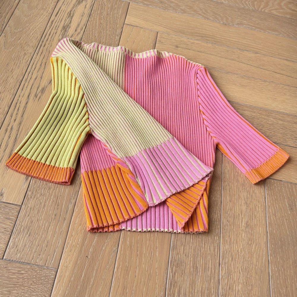 Jacquemus La Maille Yauco Ribbed Cropped Top Multi Pink - Picture 10 of 16